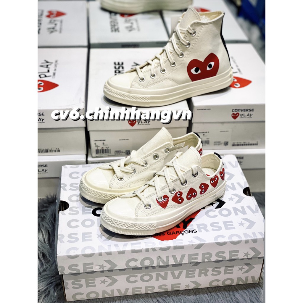 ( 𝙃𝙖̀𝙣𝙜 𝙍𝙚𝙖𝙡 ) Giày Conversse Chuck70s x CDG - “ Mutil Heart ” Thấp Cổ