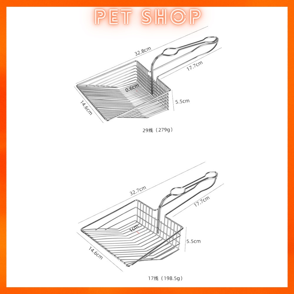 Xẻng xúc cát vệ sinh cho mèo bằng inox, xẻng xúc cát vệ sinh mèo, xẻng hốt cát dọn vệ sinh phân cho mèo