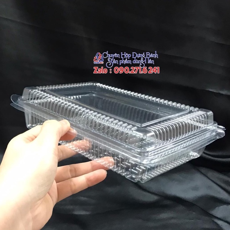 100 Hộp nhựa nắp gập H142 đựng bánh su kem - Hộp nhựa đựng bánh mứt, đựng thức 700g -1kg