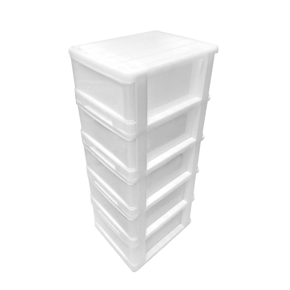 HomeBase SN Tủ nhựa 5 ngăn kéo BIGBOSS-5 Thái Lan W50xH112xD40cm màu trắng