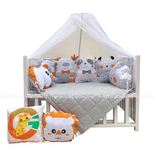 Combo cũi giường Goldcat kèm Ga, Đệm, Gối Quây Thú