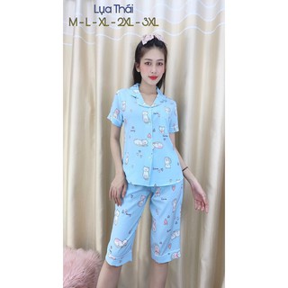 Sét Đồ Bộ Pizama lụa thái loại 1 quần lửng (kèm ảnh chụp thật)