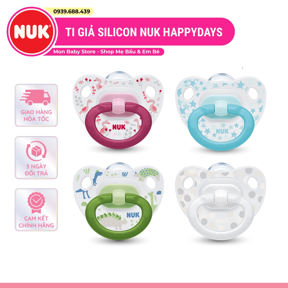 Bộ 2 ti giả chỉnh nha NUK silicone Happydays 0-6m, 6-18m