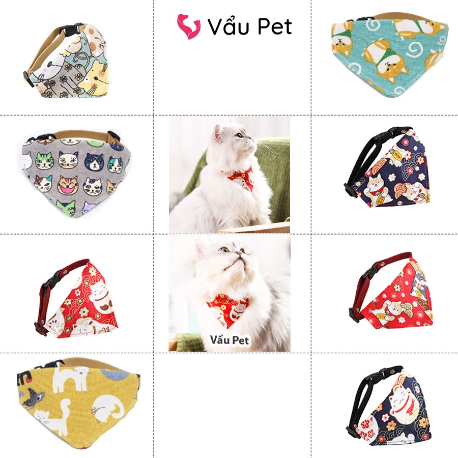 Vòng cổ chó mèo, Yếm Quàng cổ hình tam giác ngộ nghĩnh cho chó mèo thú cưng Vẩu Pet Shop