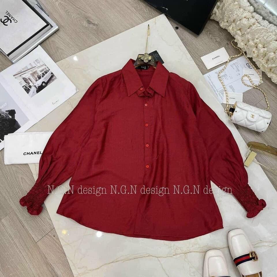 Áo sơ mi tay nhún đỏ sexy hàng đẹp