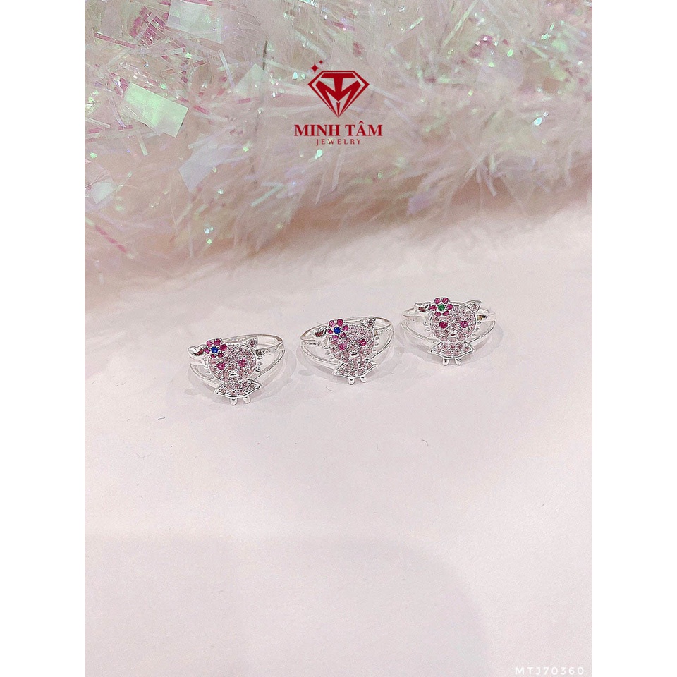 Bộ trang sức bạc mèo Hello Kitty bạc ta cho bé 4 món mẫu mới nhất-Minh Tâm Jewelry