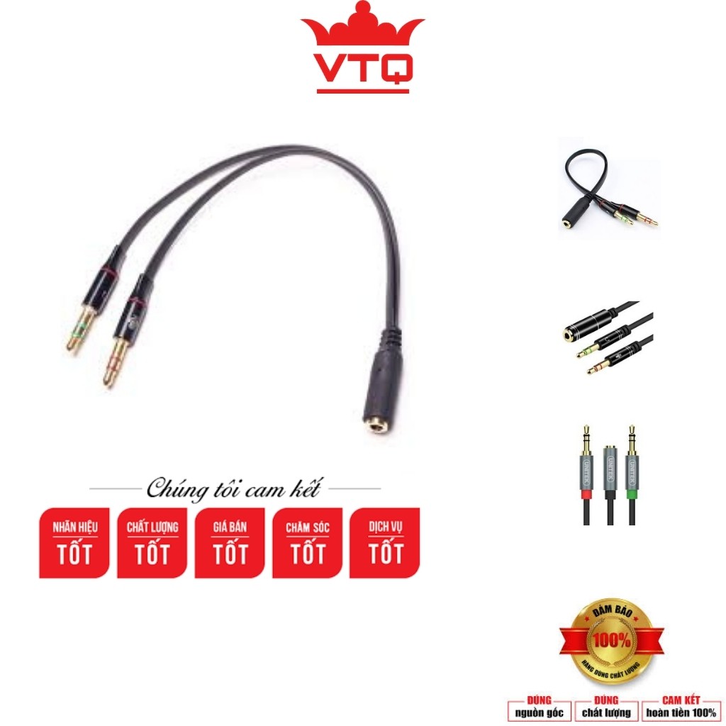 Cáp gộp loa, cáp gộp dây loa 2 vào 1 audio và mic 3.5mm loại tốt.Jack gộp tai nghe 3.5 bọc chống đứt