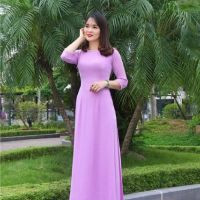 Set áo dài kèm quần lụa trơn các màu
