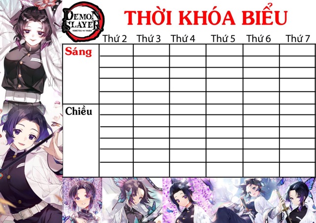 Thời khoá biểu trùng trụ kochou shinobu  kimetsu no yaiba