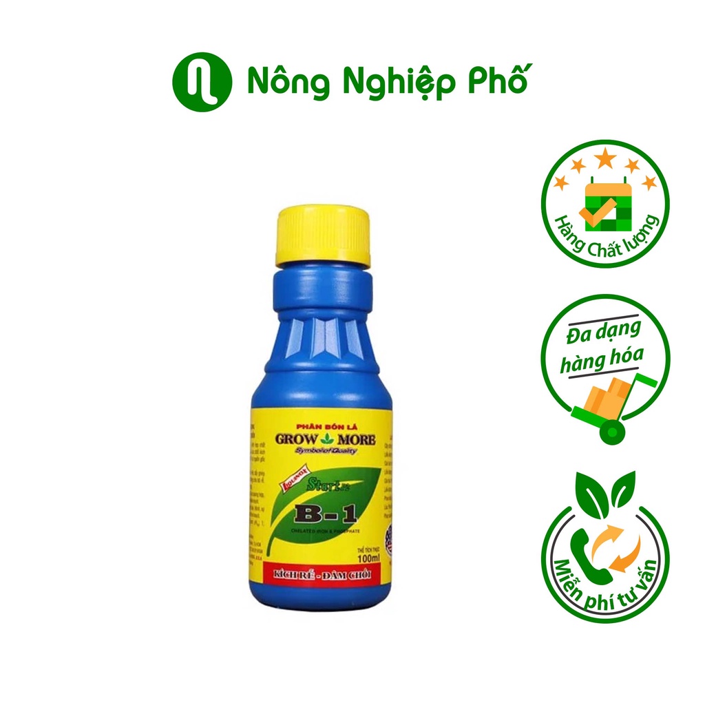 Phân Bón Lá Đa Vi Lượng Đậm Đặc Cao Cấp GROWMORE VITAMIN B1 Kích Rễ Đâm Chồi Chai 100 Ml