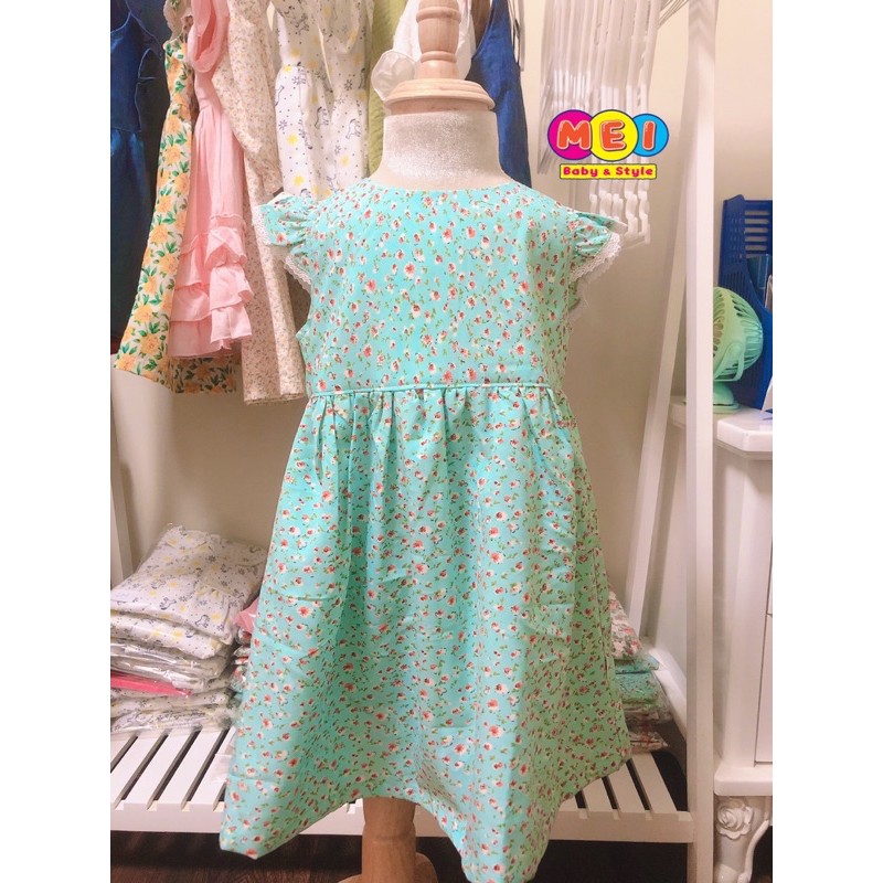 Váy xoè voan lụa cánh tiên họa tiết hoa cho bé