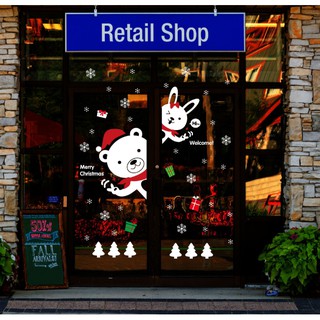 Decal dán tường Noel - Thú Cưng Trắng chào lễ
