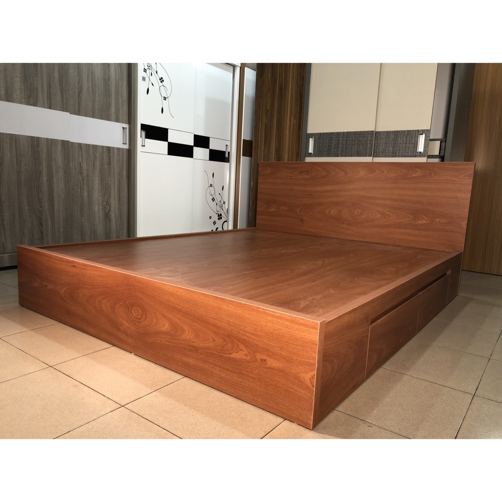 Giường Ngủ Gỗ Mdf Melamine Màu Xoan Đào