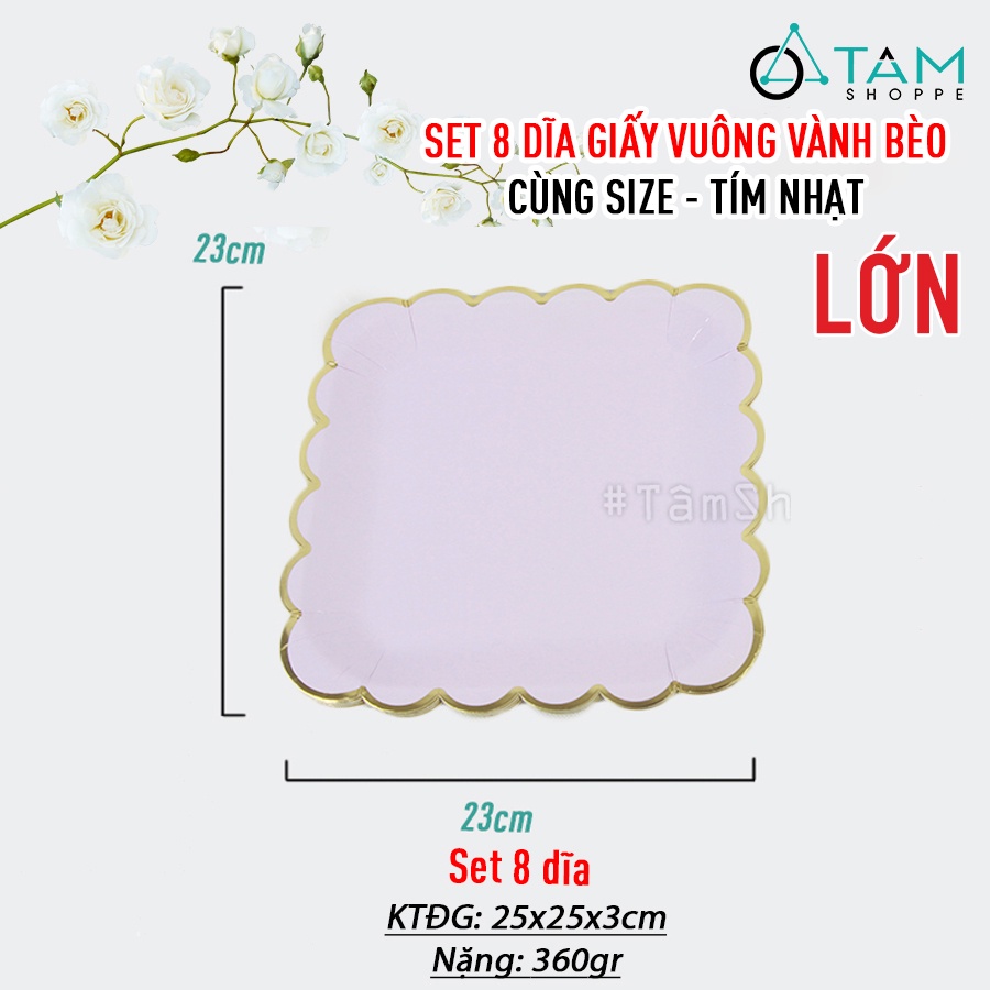 Set đồ giấy trang trí tiệc tông màu Tím nhạt SETDG-05