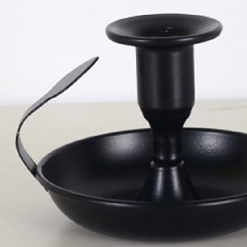 Set 2 Giá Đỡ Đèn Cầy Bằng Sắt Màu Đen Phong Cách Cổ Điển Độc Đáo Trang Trí Nhà Cửa