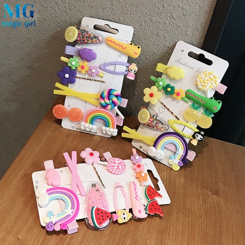Set 10 Kẹp Tóc Hình Trái Cây Dễ Thương Cho Bé Gái