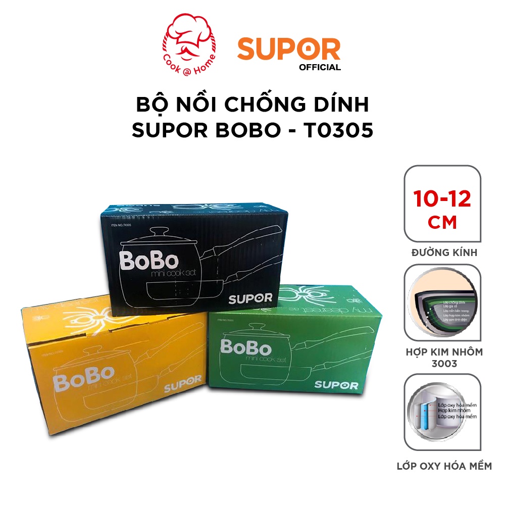 Bộ nồi chống dính Supor Bobo mini T0305