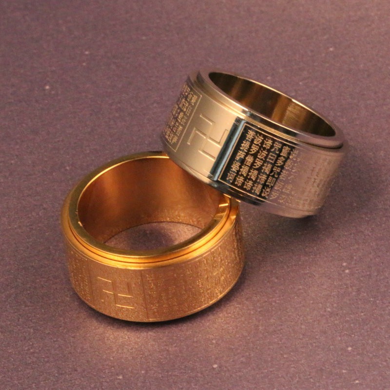 Suxinjewelry/Nhẫn xoay thép titan nam và nữ,phong cách Phật giáo
