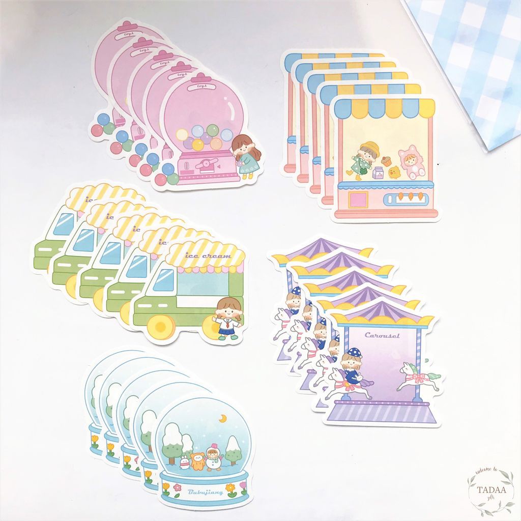 Set 25 giấy trang trí cute dễ thương hình kẹo, kem, trà sữa, yagurt dùng để dán sổ tay DIY, nhật ký, bullet journal