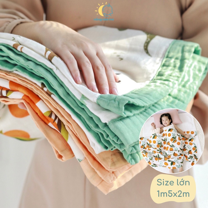Chăn Sợi Tre 4 Lớp Cao Cấp 1m5x2m càng giặt càng mềm, thơm mùi tre dễ chịu - Nắng Của Mẹ _CHAN4LOP_FAM