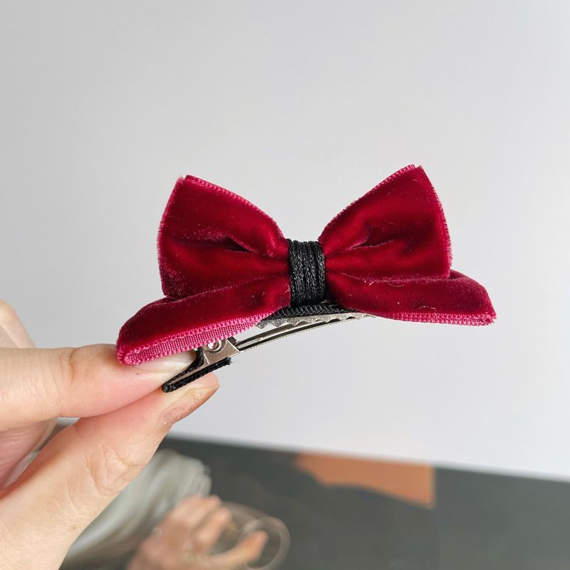 Kẹp Tóc Đính Nơ Ba Chiều Bằng Vải Nhung Phong Cách Hàn Nhật Thanh Lịch