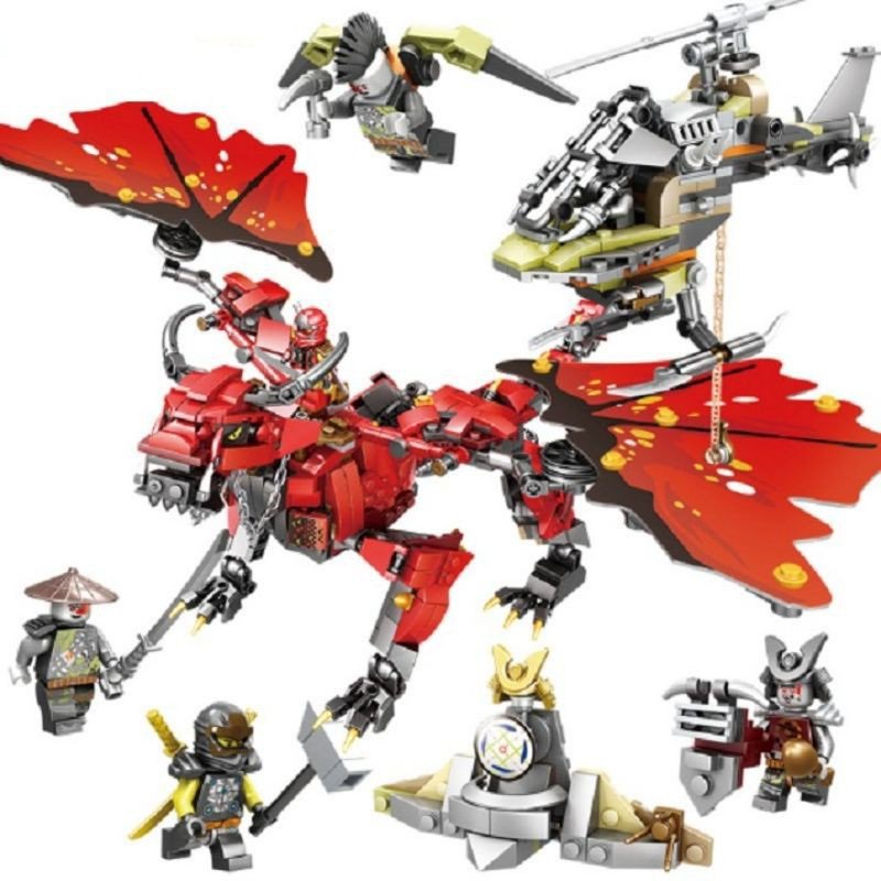 Lắp ráp xếp hình Ninja Siêu Rồng Đỏ Phun Lửa,máy bay Khổng Lồ 76057/44003 / 1072 PCS