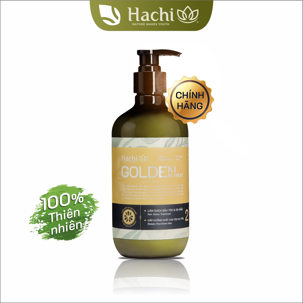 Dầu xả cao cấp HACHI VIETNAM Goldenretreat 480g vàng [Chính Hãng] - Dầu xả Goldenretreat chống lại quá trình lão hóa tóc