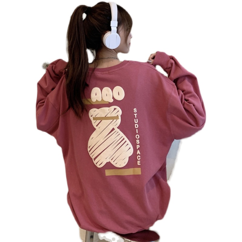 Áo Sweater Tay Dài Dáng Rộng In Họa Tiết Hoạt Hình Dễ Phối Đồ