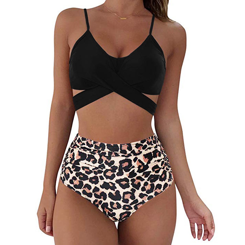 Women Leopard Print Bikini Set Push Up Bathing Swimwear High waist Swimsuit | BigBuy360 - bigbuy360.vn