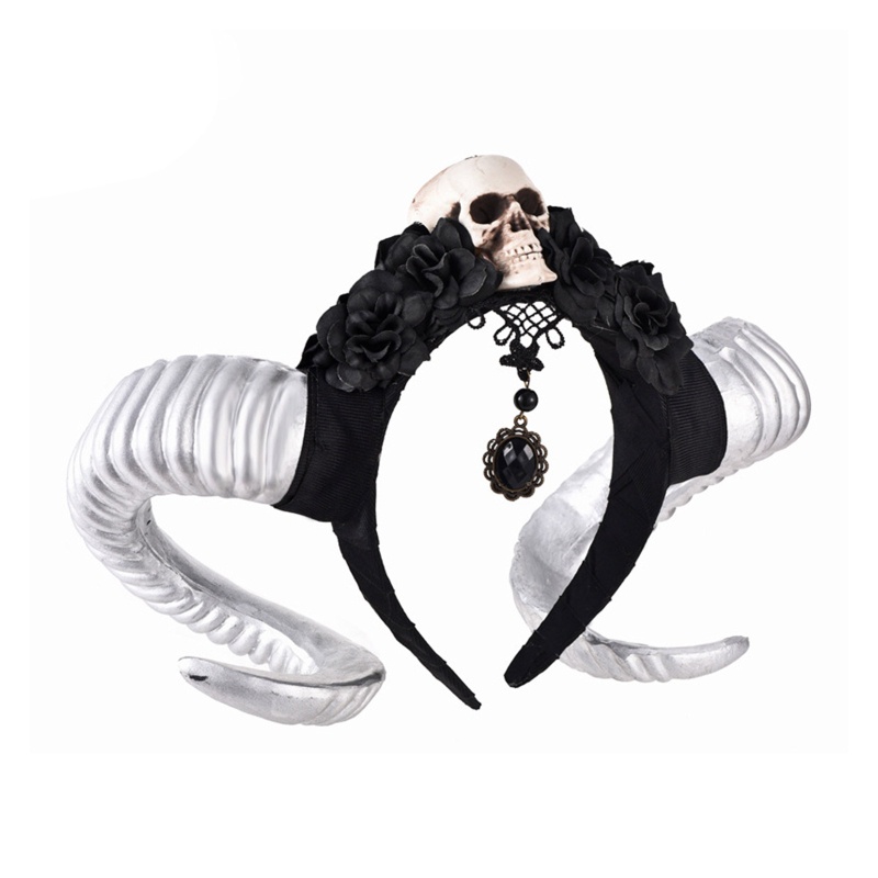 Cài Tóc Hình Sừng Cừu Đính Lông Vũ Hóa Trang Halloween