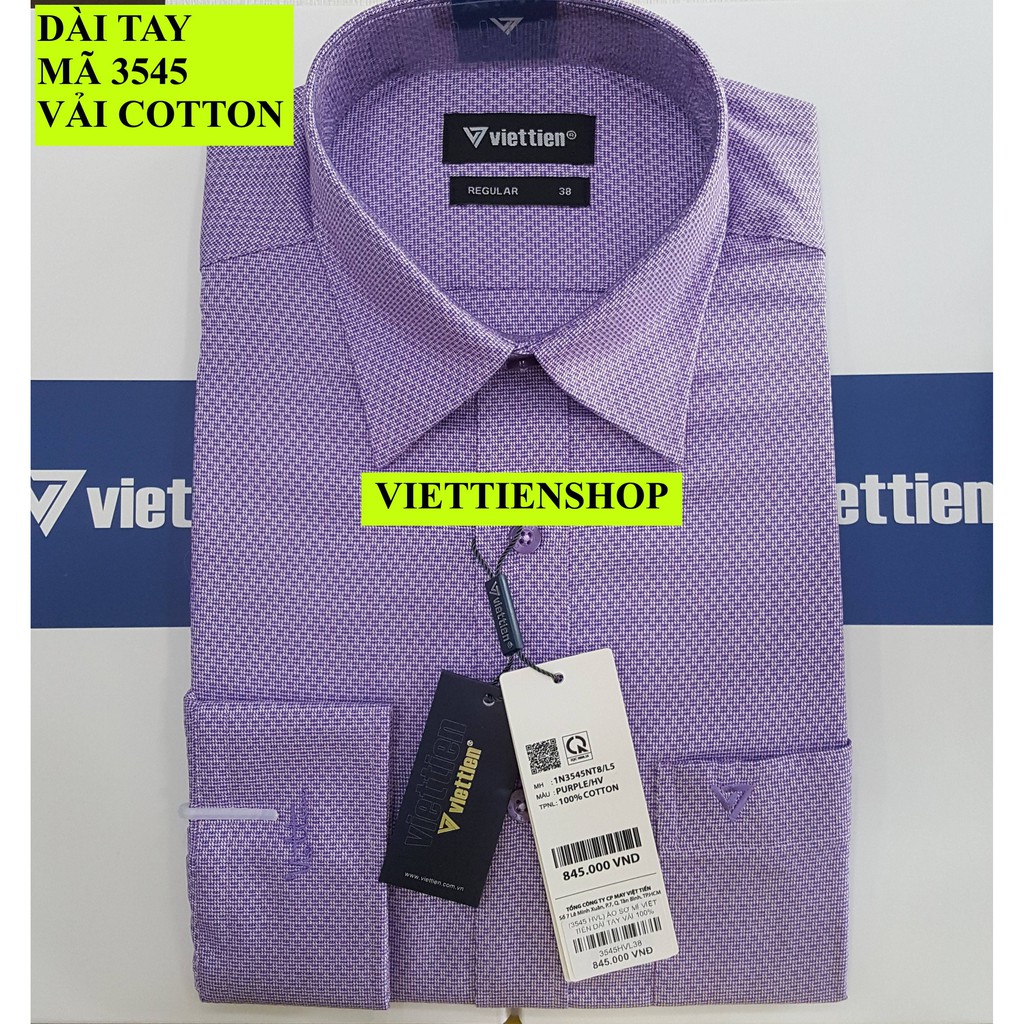 (3545 HVL) ÁO SƠ MI VIỆT TIẾN DÀI TAY VẢI 100% COTTON HOA VĂN
