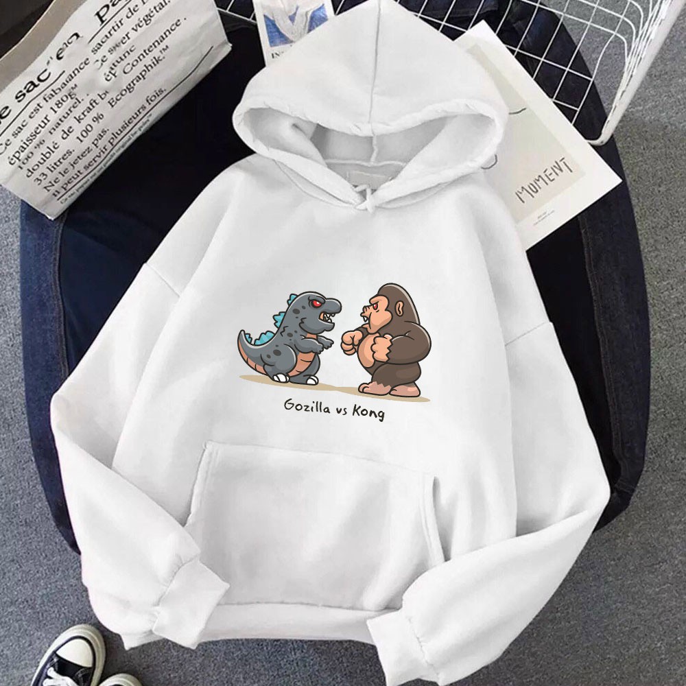 Áo Hoodie nam nữ in hình Gozilla và Kong dễ thương, chất nỉ dày dặn, hợp làm áo cặp William - DS154