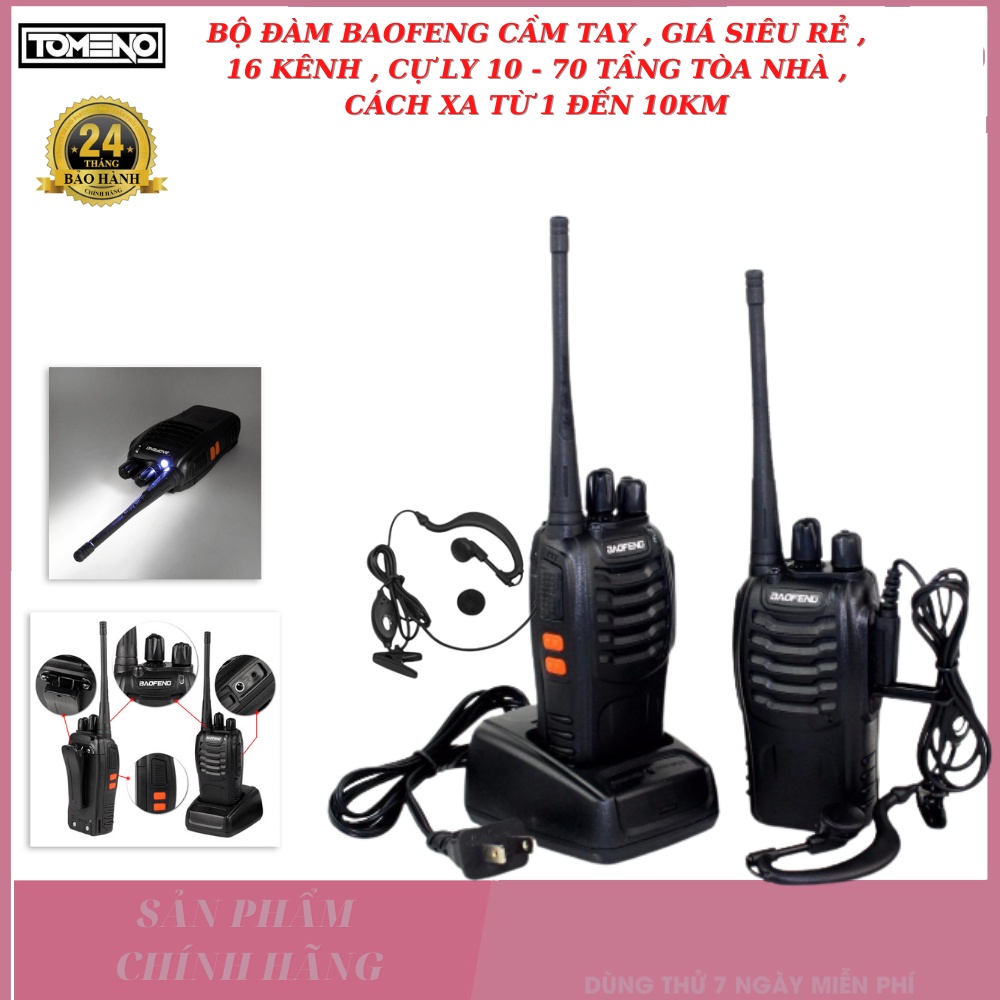 Bộ Đàm Baofeng Cầm Tay , đa năng , 16 kênh , Cự Ly 10 - 70 tầng tòa nhà , từ 1-10km , giá siêu rẻ