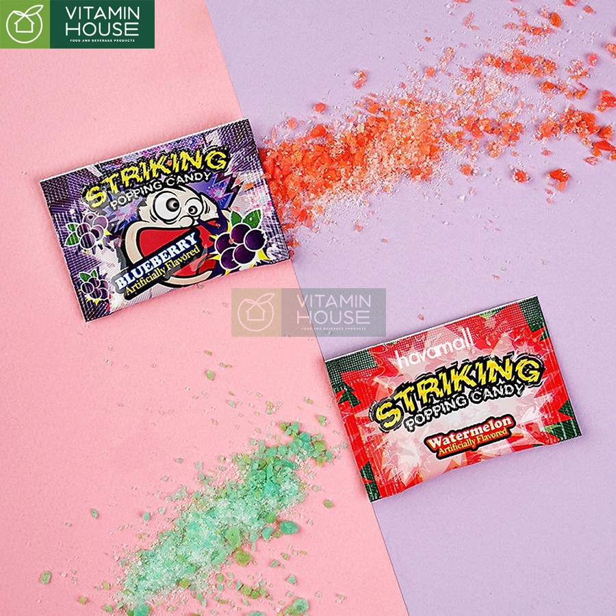 Kẹo Nổ Nhỏ Striking Popping Candy Vị Vải - Đào - Chanh Cola 15g [Vitamin House]