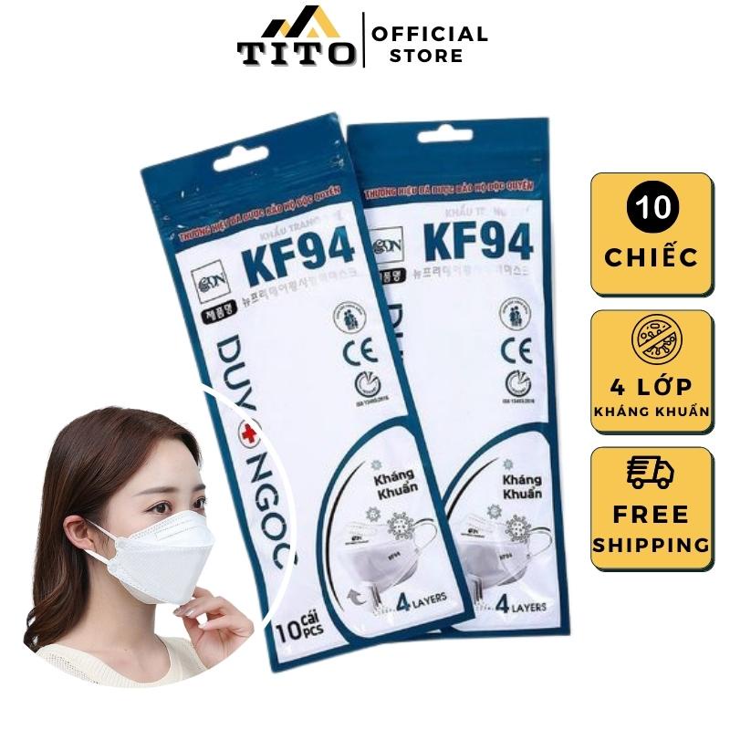 Khẩu trang 4D kháng khuẩn Duy Ngọc, Túi khẩu trang y tế KF94 dày dặn tiêu chuẩn Hàn Quốc - 10 chiếc
