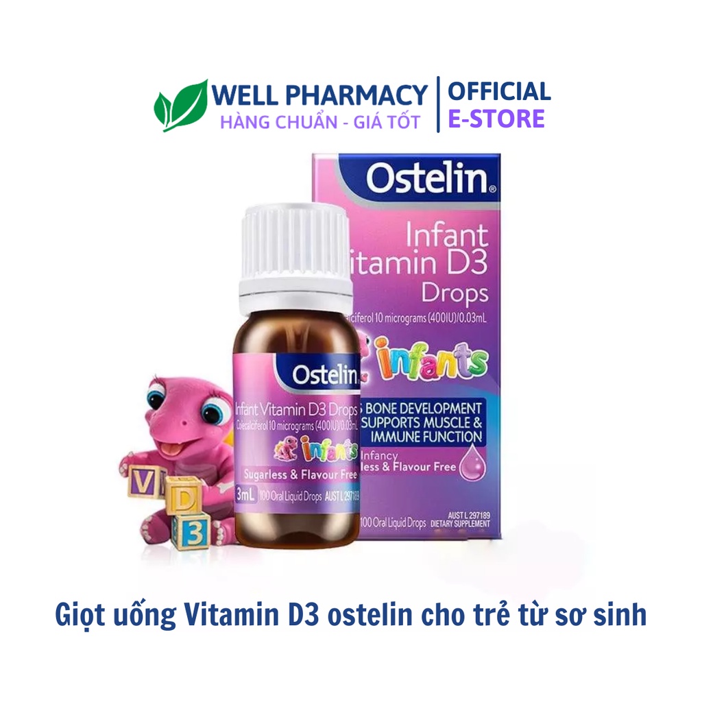 Vitamin D3 Drops Ostelin Infant Úc 80 giọt 2.4ml cho trẻ sơ sinh