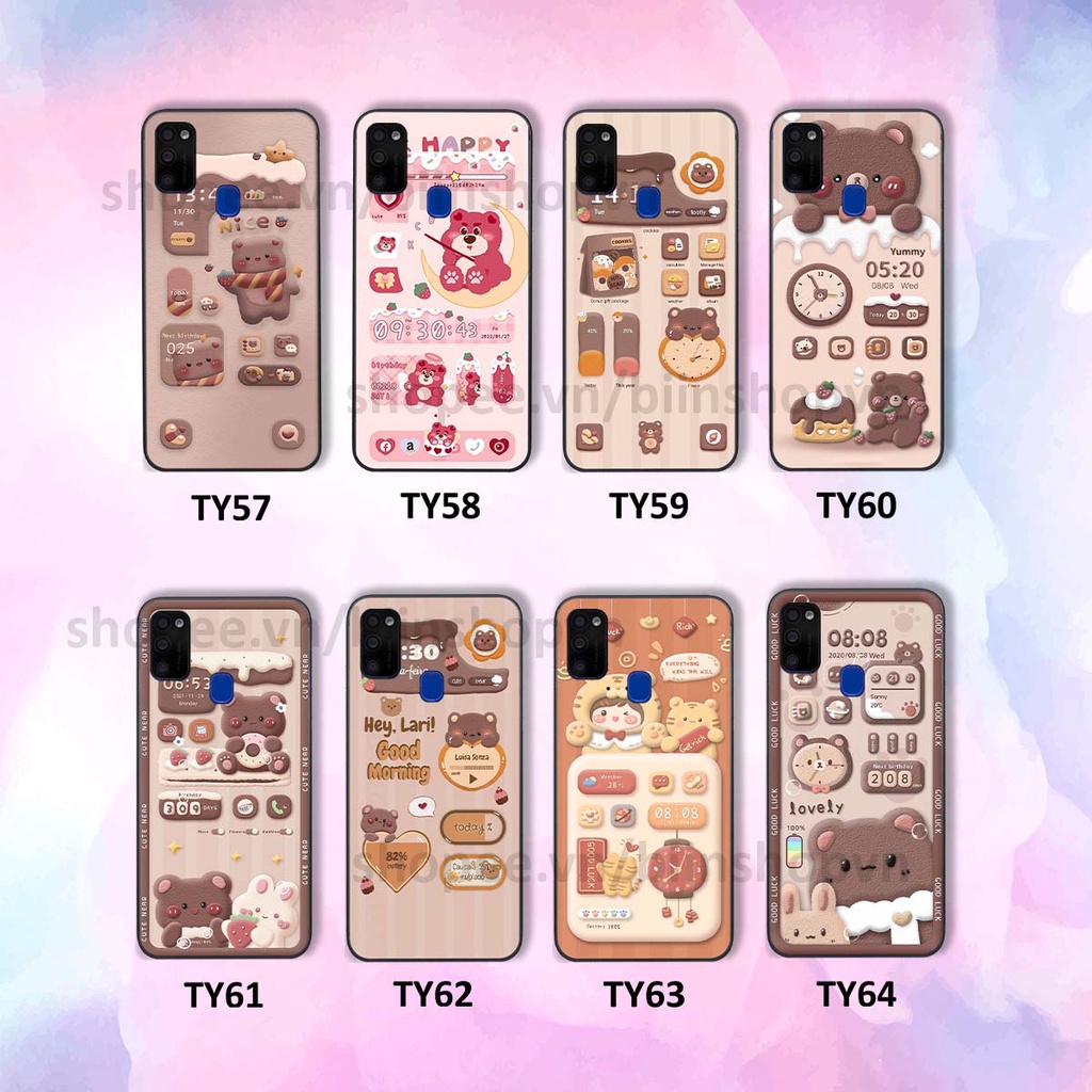 Ốp Samsung M21 / M30s in 3D icon gấu nổi siêu xinh, siêu đáng yêu, cá tính phong cách