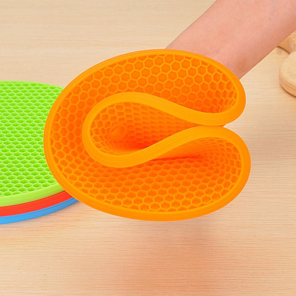 Miếng Lót Nồi Cách Nhiệt Chống Trượt Hình Tròn Tổ Ong Bằng Silicone