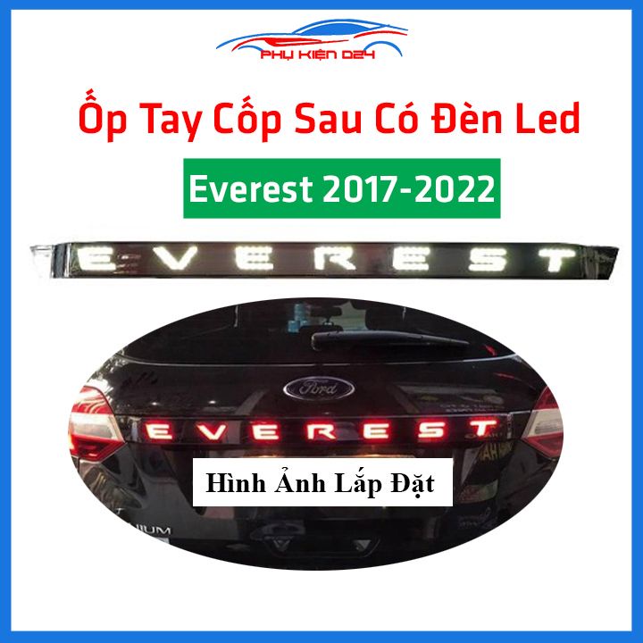 Ốp tay cốp sau có đèn led Everest 2016-2017-2018-2019-2020-2021 mạ crom 2 chế độ
