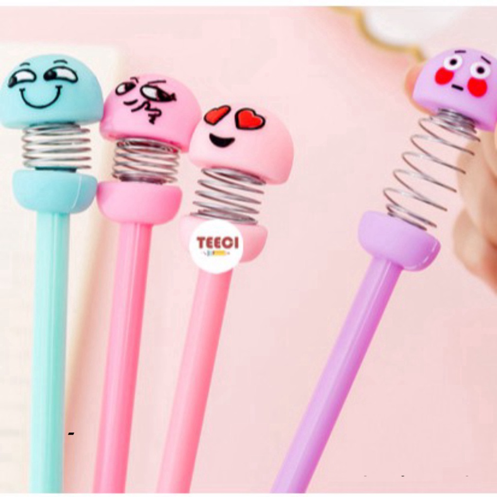 <Ảnh Thật Shop Chụp>Bút Bi Mực Đen Lò Xo Emoji Cute T143