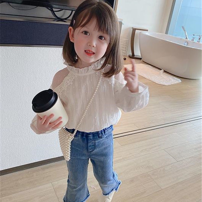 Áo Sơ Mi Trắng Phong Cách Phương Tây Thời Trang Mùa Xuân Cho Bé Gái 0-9 Tuổi