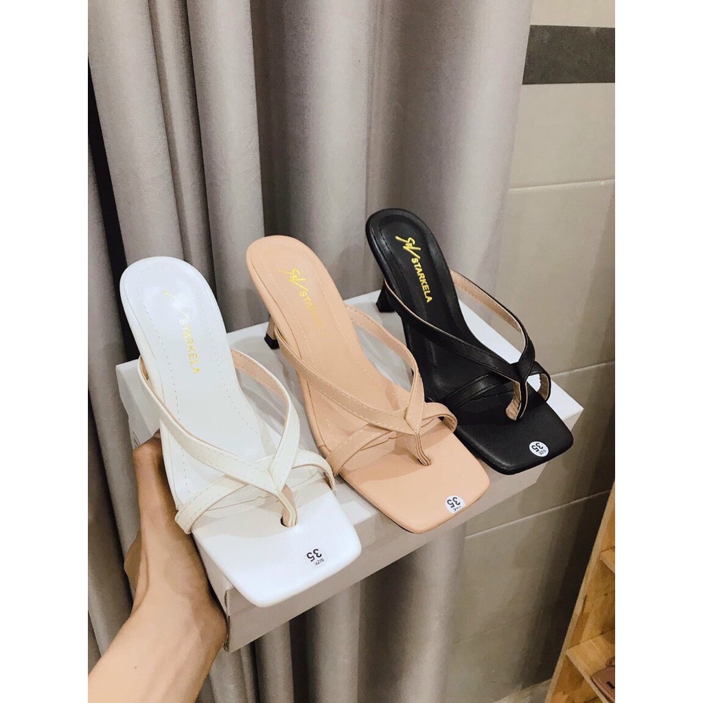 Dép cao gót kẹp ngón quay da cao cấp