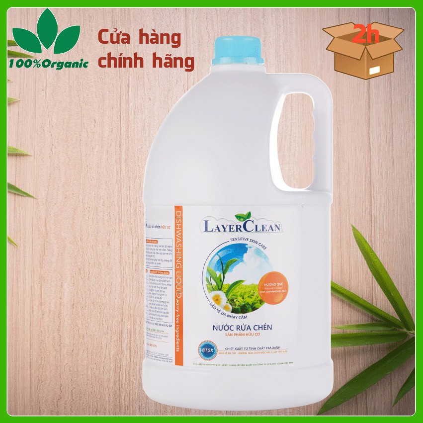 Nước rửa chén hữu cơ Layer Clean 5 lít, layerclean hữu cơ Quế, Quả hồng, Quýt