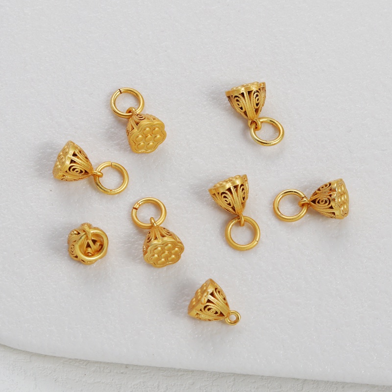 Mặt Dây Chuyền Bằng Đồng Mạ Vàng 18k Hình Bông Sen Rỗng 6mm Tự Làm Vòng Tay / Cổ Màu Sắc