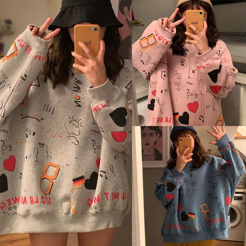 Áo Sweater Dài Tay Cổ Tròn Dáng Rộng Thời Trang Hàn Quốc | BigBuy360 - bigbuy360.vn