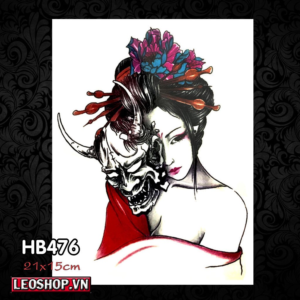 Hình Xăm Dán Geisha, Gái Nhật, Cô Gái Các Loại 4 (21x15cm)