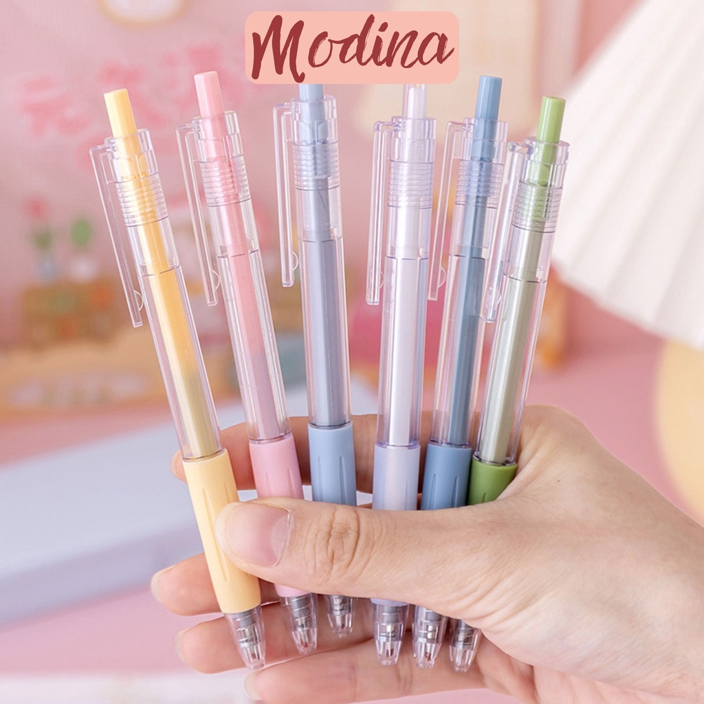 Bút bi đen gel MODINA 0.5mm vỏ màu morandi dễ thương