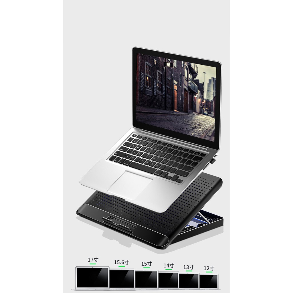 Kệ Đỡ Laptop NuoXi Q5 Tản Nhiệt Cho Macbook Air Pro 14 inch, 15.6 inch, 13 inch, 17 inch cao cấp vỏ hợp kim nhôm