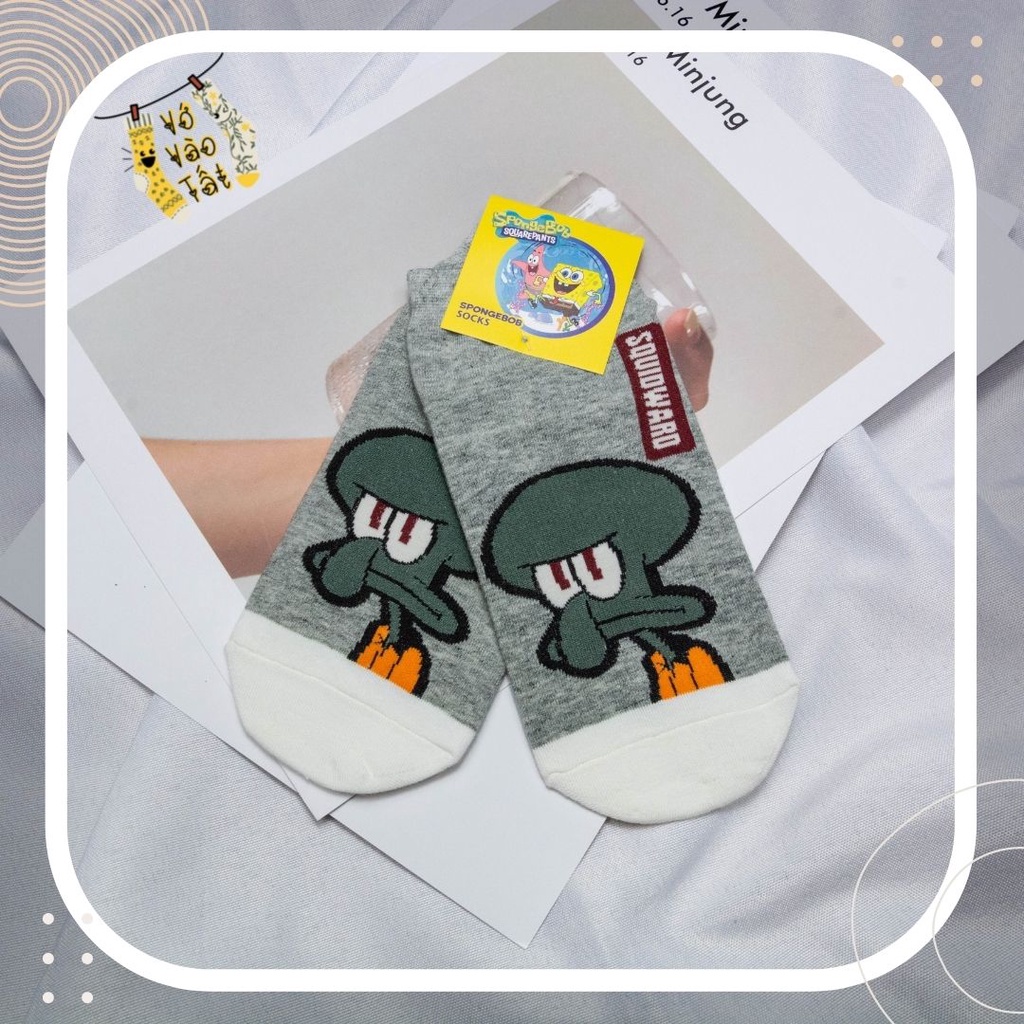 TẤT VỚ CỔ NGẮN HOẠT HÌNH BỌT BIỂN BẢN CỔ CHUN TRÒN