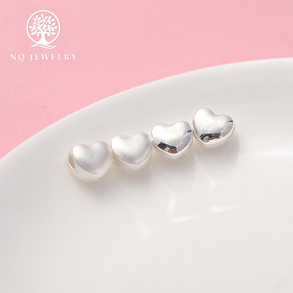 Charm bạc trái tim xỏ ngang - NQ Jewelry